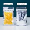 Temizle ve Gümüş Düz Alt Şeker Çikolata Paketleme Çantaları Şeffaf Ön Parlak Fermuar Seal Paketleme Çanta Sıfırlanabilir