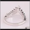 Trendy äkta 925 Sterling Silver Shimmering Princess Wishbone Ring for Women Wedding Engagement Party Pandora Jewelry Gift T9G6F257Q