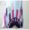 QOOD Dames lange rok zomer s lente luxe karton print geplooide hoge taille floral vestidos saia QH1744 210609