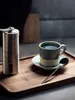 Tasse à café et soucoupe en céramique faite à la main ensemble 4 couleurs poterie créative Simple Style rétro Espresso Drinkware 120ml