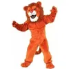 2021 Högkvalitativ orange Long Fur Lion Mascot Kostym Halloween Jul Fancy Party Dress Cartoon Character Passvagn Karneval Unisex Vuxna Outfit