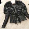 Höst Vinter Kvinnors Faux Fur Coat Jacka Kvinna Slim Fit PU Läder Coats Fluffy OuterWear Jackor 211220