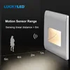 Lámpara de pared LUCKYLED, luz Led empotrada con Sensor de movimiento/normal AC110V/220V, escalera interior, camino, pasillo, escalera