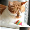 Chat Jouets Fournitures Pet Home Jardin Diamètre 35mm Intéressant Toy Dog et Super mignon Rainbow Ball Dessin animé Peluche GWD11970 Drop Livraison 2021