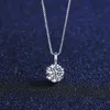 1ct 6.5mm EF 라운드 Moissanite 925 스털링 실버 펜던트 목걸이 다이아몬드 테스트 통과 고급 보석 여자 여자 선물