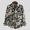 Men's Casual Shirts Autumn Flower Shirt Mens Club Long Sleeve Slim Fit Fancy Men Hawaii Beach Plus Size 5XL Men's
