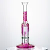 Heady Glass Bongs 빗 퍼크 봉 물 담뱃대 매력 보라색 스트레이트 튜브 오일 Dab rigs 14mm 여성 관절 물 파이프 흡연 물 WP533