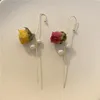 Brincos Boho Pérola Flower Piercing Brinco Retro Feminino Orelha Agulha Crawer Gancho Gancho Acessórios Para As Mulheres