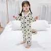 Spring Autumn Polka Dot Sleepwear Kid Clothing Thermal Underwear Pajamas For Girls Children Baby Boy 210528