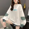 Kvinnors Tröjor Tillfälligt Lös Sweatshirt Höst Mode Koreansk stil Överdimensionerad Streetwear Crewneck Bluzy kläder db60wy