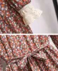 Mulheres chiffon vestido duas camadas outono inverno moda feminino manga longa vintage impresso vestidos casuais solto uma linha Vestido 210409