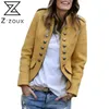 女性コートプラスサイズダブルブレストコートジャケットビンテージカジュアルイエローSファッション210524