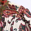 Tangada Kvinnor Vintage Blommor Skriv ut Stora Skjorta Långärmad V Neck Chic Kvinna Casual Loose Shirt Be705 210609