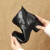 Gktinoo Autumn Winter Thick Heel Ankle Boots Women Warm Boots Shoes Handgjorda äkta läderblommor Dragkedja Retro Boots 210911