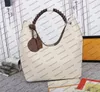 M52950 CARMEL hobo bag women lady canvas genuine calf leather trim silver hardware handbag purse strap shoulder bag tote