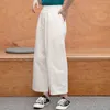 Alien Kitty 2021 Nieuwe herfst dames broek hoge taille witte losse wijde been Koreaanse mode minimalistische All-match casual broek Q0801