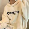 Höst vinter tjej koreanska versionen överdimensionerade hoodies street style brev broderi sweatshirt fleece tjocka pullover toppar femmes 211104