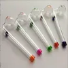 6.2 Inch Colorful Clear Pyrex Handcraft Glass Oil Burner Pipe Length Thick Glass Hand Pipes with Radom Colored Balancer Smoking Accessories