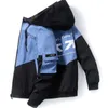 FGKKS秋ブランド男性フード付きジャケットファッションヒップホップジッパーコートハイストリートパッチワークルーズカジュアルマリーセール210811
