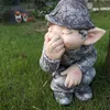 Garden Decorations 3D Resin Funny Naughty Elf Character Decoration Mold Miniature Gnome Dwarf Figurine Statue Home Courtyard Props Crafts