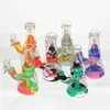 Pipe à eau en silicone Hookahs Mini Beaker Bong Plate-forme pétrolière incassable avec bol quartz banger clous pipes à fumer en verre