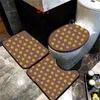 Merk badmatten 3-delige set Trendy bedrukte toiletafdekmat thuis badkamer flanellen tapijt antislip