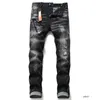 Jeans pour hommes jean pantalon hip hop tendance de la rue décoration de chaîne à glissière déchiré stretch noir mode slim fit lavé moto denim pa242l