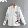 Vrouwen Mode Positie Meisje Print White Smock Blouse Office Lady Lange Mouw Zakenhirts Chique Blusas Tops LS7526 210416