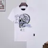 Maglietta da uomo SKULL Motivo geometrico Estate Casual Tee Fashion Ins Style Top Streetwear Allentato Sport di alta qualità Hip-hop Mature Trendy T-shirt 17