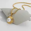 Naszyjniki wisiorek francuski okrągły wzór opony perłowy naszyjnik dla kobiet prezent złoto platerowanie stali nierdzewnej skrętki choker biżuteria