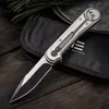 Nuevo 815F Cuchillo plegable de supervivencia 9Cr13Mov Óxido negro + Dibujo de alambre Hoja de punto de caída Mango de aleación de aluminio Cuchillos de bolsillo EDC con bolsa de nylon