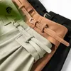 Fansilanen hoge taille zomer casaul shorts vrouwen riem geplooide wijde been zwart kantoor dame elegante groene korte broek vrouwelijke 210607