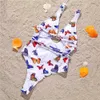 Bandage sexy évider dos nu sport body maillot de bain bikini push up femme brésilienne rouge beachwear 210604