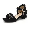 Sandaler barns gladiator strand sandal stor tjej barn sommar sko lite kilar mode rhinestone suede 3-12 år gammal