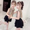Teen Girls Clothing Rainbow Stirped Vest + Short Costume For Clothes Girl Summer Children's 6 8 10 12 14 210528