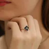 black diamond flower ring