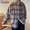 Zongke wol plaid lente jas mannen kleding harajuku heren jassen en jassen outdoor heren jas Japanse streetwear 2xl 210819