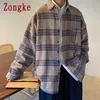 Zongke Wełniana kratka Kurtka Sprężyna Mężczyźni Odzież Harajuku Męskie Kurtki i Coats Outdoor Men Kurtka Japońska Streetwear 2XL 210819