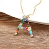 26pcs/Lot Personal Name Letter Necklace Rainbow Copper CZ Initials Alphabet Women Girls Gorgeous Family Jewelry Gift