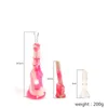 Pink silicone Bong glass water pipe 9.8 inches height pagoda design removable with bowl hookahs to