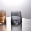 Moderne Trapezium Whiskey Cocktail Tumbler Glazen Kleurrijke Ion Plated Low Ball Drinkglas voor Thuis Bar Bruiloft Gerookt Grijs Amber