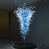 Big Size Blue Anhänger Lampe Hotel Lobby LED -Lichtquelle Chihuly Hand geblasenes Glas moderner Kronleuchter 48 oder 60 Zoll