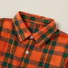 子供のための春と秋のカジュアルなカラーブロックの格子縞のシャツ210528