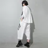 [EAM] Frauen Weiß Muster Gedruckt Große Größe T-shirt Rundhals Dreiviertel-Ärmel Mode Frühling Sommer 1DD7746 21512
