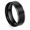 2pcs 6mm 8mm anillos conjuntos 100% puro titanio negro pareja bandas de boda de los amantes del compromiso Joyería Alianza Bague Homme