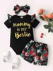 Body court à slogan et imprimé floral pour bébé avec bandeau SHE