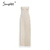 Simplee Sexy dentelle blanche été femmes maxi robes plage spaghetti sangle dos nu grande taille robe maille femme longue robe vestidos 210331