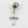 100Pcs/ Lue Blue Rhinestone Sword Shaped Cross Charm Dangle Bead For Jewelry Making Bracelet Necklace Findings 12mm*31mm
