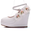 compensées Belles fleurs pour chaussures pour femmes Wedge imperméable simple croix