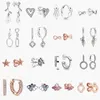 Boucles d'oreilles en argent sterling 925 Brand New Sparkling Double Hoop Boucles d'oreilles Haute Joaillerie étoile d'or rose amour Goujons d'oreille charme Dust Bag Gifts fit Pandora Charm